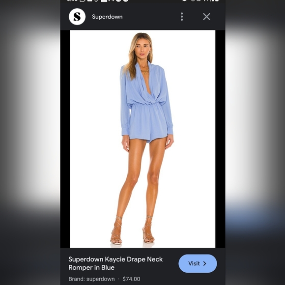 NWT Superdown Kaycie Drape Romper Dress in Blue - Picture 1 of 5